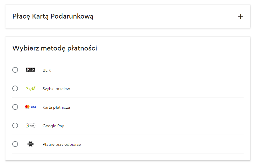 Liczne metody płatności w serwisie CCC.