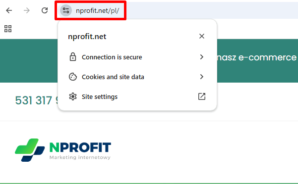 Aktywny certyfikat SSL na stronie NPROFIT