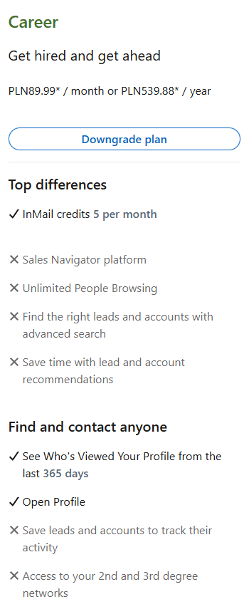 LinkedIn Premium Career. 
